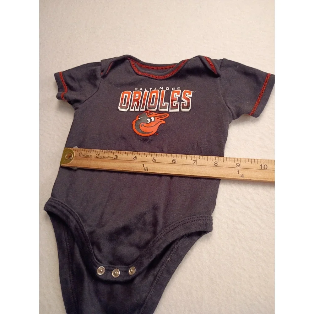 MLB Baby Baltimore Orioles Bodysuit Navy Blue Red 6M Baseball Fan Gear Cotton